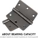 goldenwarm 3 Pack 304 Stainless Steel Door Hinges, Oil Rubbded Bronze Non Removable Pin Heavy Duty Ball Bearing Door Hinges 3.5 Inch, Commercial and Residential Door Hardware, with 1/4 Inch Radius