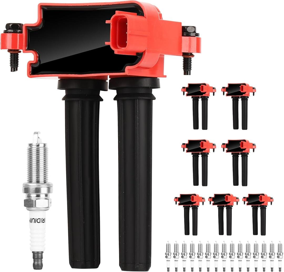 Autoexact Ignition Coil Packs and Iridium Spark Plugs Set Fit for 5.7 V8 HEMI 2008-2024 Ram 1500 2500 3500 Dodge Charger Durango Challenger Jeep Grand Cherokee Chrysler 300, # UF504 92145 Set of 8