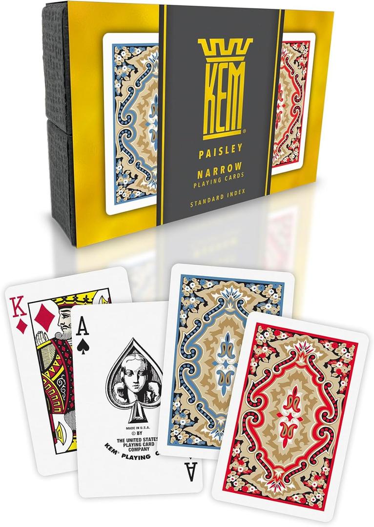 KEM Paisley Plastic Bridge Size Poker Playing Cards, 2 Decks