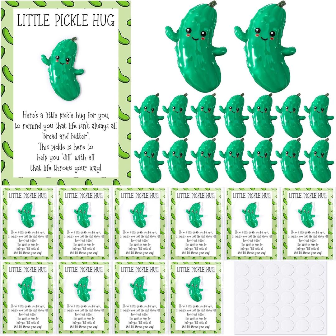 XunYee Pocket Hug Token End of Year Teacher Appreciation Gifts Mini Positive Figurines Pocket Hug Cards Emotional Small Support Gifts for Teacher Nurse Volunteer Employee Coworker(30 Sets,Pickle)
