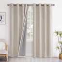 YoungsTex Extra Long Linen Blackout Curtains 90 Inch Length for Bedroom Windows, Oatmeal Thermal Insulated Drapes with Grommet Privacy Light Blocking for Living Room Farmhouse, 2 Panels, 52 X 90 Inch