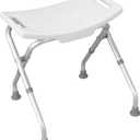 Drive Medical 12486 Folding Shower Chair, Bath Bench with Drainage Holes and In-Seat Handles, Supports Users Up To 300 Pounds, White