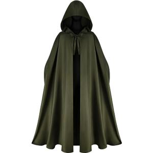 Women Renaissance Hooded Cape with Arm Holes Medieval Cloak Hooded Cape for Halloween Costume Cosplay (Green)