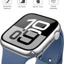 Misxi 2 Pack Tempered Glass Case Compatible for Apple Watch Series 11 (2025) Series 10 46mm, Hard PC Screen Protector Overall Protection Scratch-Resistant Cover for iWatch, 1 Silver + 1 Transparent