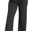 Foucome Maternity Pants for Work Wide Leg Stretchy Dress Pants Pregnancy Business Casual Trousers with Pockets (Black, M)