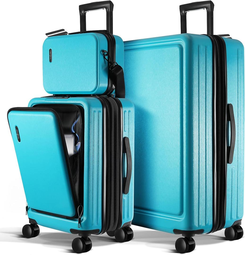 Luggage Sets 3 Piece, 20 Inch Carry on Luggage and 28 Inch Suitcases with Wheels Spinner, Durable Hard Shell Suitcase Set, Expandable Travel Suitcase, Teal