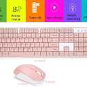 Wireless Keyboard and Mouse Combo, Pale White Pink 2.4 USB Wireless Connection, Cute Pink Wireless Keyboard Mouse Set for PC/Laptop/Mac/Computer