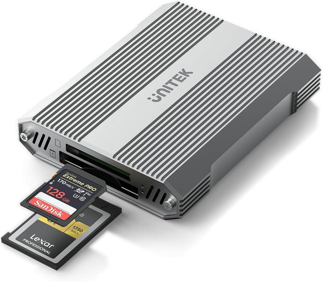 CFexpress Type B and SD4.0 UHS-II Dual-Slot Memory Card Reader, 10Gbps USB 3.2 Gen 2, CF Express Reader for CFexpress Type B/SD/SDHC/SDXC/SDUC, Plug and Play, Compatible with Windows/Mac/Linux/Android (A-Gray-R1022B)