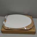 Mayfair Linden Slow Close Toilet Seat, Non Slip Heavy Duty Wood, Easy Install, Made in USA, Elongated, White, 2 Pack