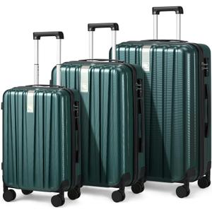Hanke Luggage Sets 3 piece Carry On Luggage with Wheels PC Hard Shell Suitcases Lightweight Checked Travel Luggage Large Travel Suitcase Woman Men 20/24/29 Inch(Blackish Green), 3 Piece Set20/24/29
