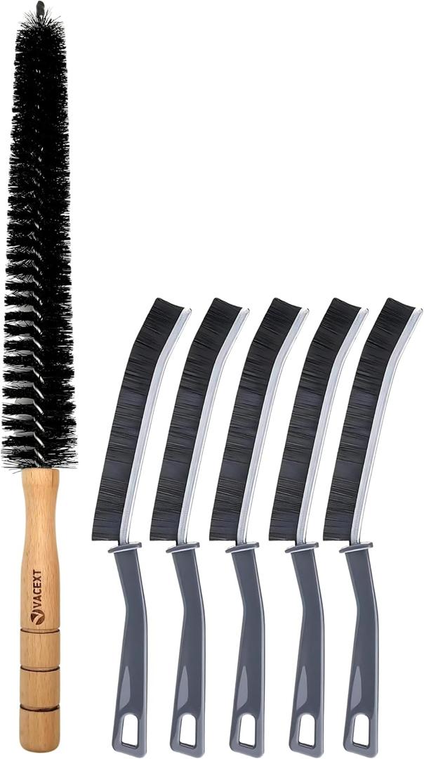 Dryer Lint Brush Vent Trap Cleaner Plus 5PCS Crevice Gap Cleaning Brushes - Refrigerator Condenser Coil Brush & Hard Bristle Crevice Cleaning Tool Kit for Household Use