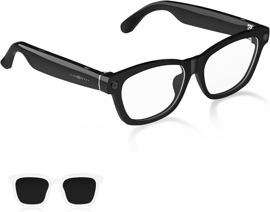 AI Smart Glasses with HD 800W Camera & 1080P Video Recording - AI Assistant (ChatGPT) for Translation, Voice & Music Control - Bluetooth 5.3 & WiFi - Comes with Anti-Blue Light & Polarizing Lenses