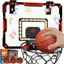 BATURU Over The Door Basketball Hoop for Kids  Indoor Basketball Toy with LED Scoreboard, Lights & Sound, Easy to Hang  Fun Gifts for Boys Ages 610 (Red)