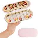 Dosey 7 Day Pill Compact Travel Pill Organizer - Pill Case with 7 Pill Compartments for Medicine Storage & Protection  Stylish & Elegant Medication Organizer with Mirror, Blush