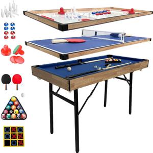 6 in 1 Multi Game Table Folding Pool Table, Billiard, Hockey, Table Tennis, Bowling, Shuffle Board and Tic Tac Toe with All Accessories