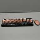 FD Wireless Keyboard and Mouse Combo - 2.4G Full-Sized Cute Colorful Mouse and Keyboard with 104 Round Keys Retro Typewriter Keyboard for Laptop/Windows/PC - Black Gradient