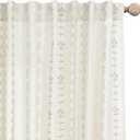 Neutral Farmhouse Curtains for Living Room 84 Inches Long,Taupe Cream Boho Light Filtering Sheer Patterned Modern Beautiful Linen Curtains with Floral Pattern Design Dining Room 84 Length 2 Panels Set