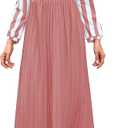 Women's Summer Floral Spaghetti Strap Long Maxi Dresses Low-Cut Bohemian Beach Sundress (Pink, XL)