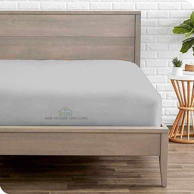 Extra Deep Pocket King Fitted Sheet Only, 100% Egyptian Cotton, High Thread Count, Fits 1824 Inch Mattress, Light Grey Solid, Soft & Breathable, Hotel Luxury Bottom Sheet, Single Fitted Sheet