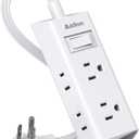 Cruise Ship Essentials, Flat Plug Power Strip, Addtam 1 ft Ultra Flat Extension Cord with 6 Outlets Extender, No Surge Protector for Cruise Ship, Travel, Dorm, Home Office, ETL Listed (White)