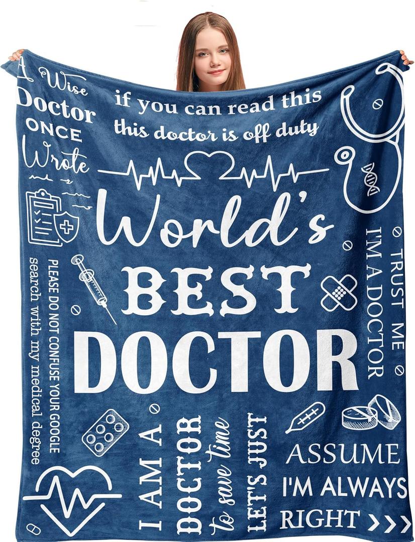 Gifts for Doctors, Doctor Gift for Women/Men, Best Doctor Ever Gifts, Appreciation/Retirement/Thank You Gift for Doctors Blanket 60 x 50