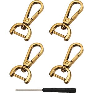 YELARXI Swivel Clasps Hook, 5/8 Inch ID Detachable Snap Hook W/Screw Bar D Ring Claw Clasp with Screwdriver Fit for Lanyard Bag Leather Craft Purse Hardware DIY Bag (4 Pack, Dark Gold)