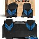 Premium Color TPE Floor Mats for Ram 1500 Crew Cab 20192024 | Bucket Seats | All-Weather Custom Fit Floor Liners Full Set | Hydro Blue Wing Design | No Rear Under-Seat Storage (Not Classic)