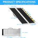 3FT Portable Wheelchair Ramp, Non-Slip Aluminum Folding Handicap Ramp, 800 LBS Capacity Door Threshold Ramps for Home Steps, Scooter Ramp for Car, Doorways, Curbs, Stairs, Cart, Wheel Chair Steps