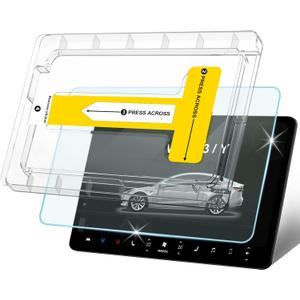Tempered Glass Screen Protector for Tesla Model 3(2017-2023)/Model Y(2020-2024) 15'' Touchscreen Auto Align Attachment 9H HD, Anti-Glare, Fingerprint Resistant