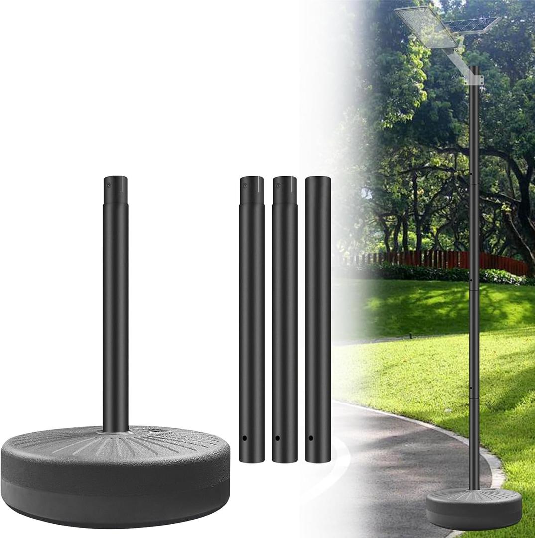 Street Lights Pole Outdoor with Detachable Base, Water or Sand Fillable for Outdoor, Patio, Market, Lawn, Garden, 50lbs Weight Capacity, 83" Detachable Base Street Lamp Post