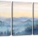 YJYart Foggy Forest Canvas Wall Art Landscape Mountain Wall Art for Living Room Sunrise Wall Decor Modern Artwork Canvas Prints Pictures for Wall Home Office Size 24"x 36"x 3pcs