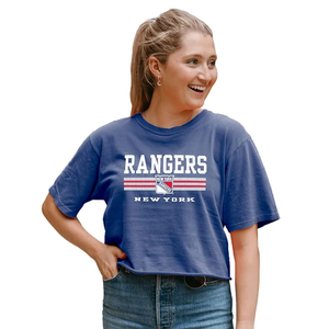 Blue 84 Women's NHL Officially Licensed Crop Top T-Shirt Ringspun Team Color, S
