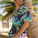 Yoimira Mens Hawaiian Shirts Short Sleeve,Print Mens Casual Button Down Floral Summer Beach Shirt (XXXL)