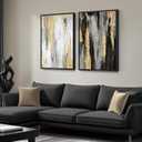 Large Framed Black and White Abstract Wall Art for Living Room, Set of 2 Piece Minimalist Canvas Prints Paintings Artwork for Walls, Modern Black Gold Pictures for Hallway Office Wall Decor Big Size 24x36 In, 24" W X 36" H X 2pcs