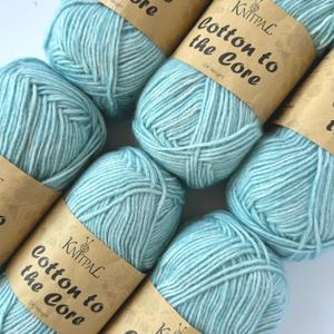Cotton to The Core Cotton Yarn for Crocheting, 6-Pack (852 Yds / 300G), Free Patterns, Beginners Friendly - Soft Baby Yarn for Knitting - 3 DK Light Worsted Weight - ICY Blue