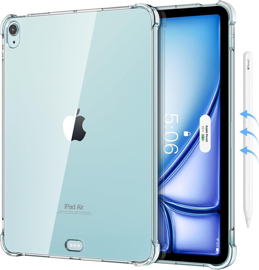 MoKo Clear for iPad Air 11 (M4 2026/M3 2025/M2 2024) iPad Air 4 & 5 10.9 Inch (2020/2022) Case, Case with Four Soft TPU Reinforced Corner,Soft TPU Bumper Transparent Back Cover, Anti-Scratch, Clear