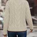 LaGracia Women's Oversized Cable Knit V Neck Sweaters Trendy Color Block Sweater Pullover 2026 (L)