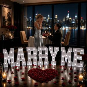 Imprsv Marry Me Light Up Letters Marquee Letters 2FT Party Decorations | Proposal Decorations, Cool White Light, Assembly Required, Pre Cut Foam Board, Stable Photo Props 143 Pcs Accessory Set