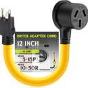 Kanayu 1 FT 5-15P to 10-50R 15amp Dryer Adapter Cord Compatible Female Power Adapter 15 Amp 3 Prong Female Receptacle Only for 120V Device EV Power Cord