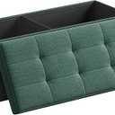 SONGMICS MAZIE Collection - 43 Inches Folding Storage Ottoman Bench, Ottoman Foot Rest, End of Bed Bench, Storage Chest, Load 660 lb, for Living Room, Bedroom, Entryway, Retro Green ULSF077C01