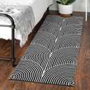 Tiffasea Washable Runner Rug 2'X5', Cotton Woven Kitchen Runner Entryway Rug Black and White Indoor/Outdoor Throw Carpet Modern Area Rug for Hallway Bedroom Laundry Room