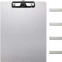 Stainless Steel Magnetic Clipboards,Metal Clipboard with 304 Low Profile Clip,Black Board for Fridge,Cooking Recipe Splints,Message Board (9.2"x12.5" Letter)