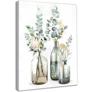 Dazzlewall Framed Botanical Bathroom Wall Art Decor Bottles and Plants Floral Print Canvas for Bedroom Farmhouse Living Room Decor 12x16 in