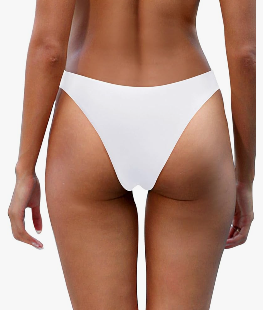 Aqua Eve Women Cheeky Bikini Bottom Brazilian High Cut Swim Bottom Low Rise Bathing Suit Bottom, Size XXS