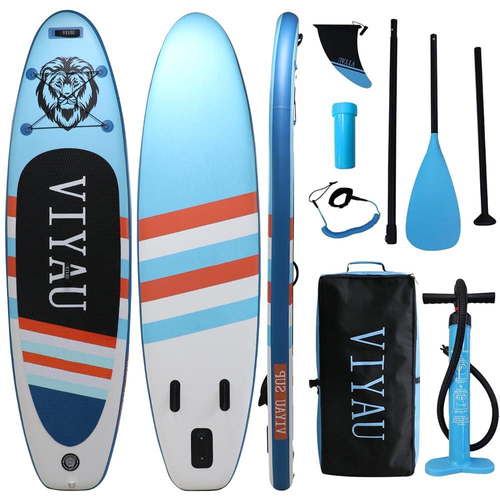 Inflatable SUP Board, Stand Up Paddling Board Equipped with 3-Piece Adjustable Aluminum Paddle + Hand Pump, 320 × 81 × 15 cm 