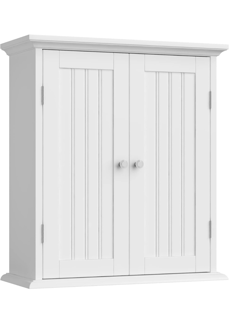 ChooChoo Bathroom Wall Cabinet, Over The Toilet Space Saver Storage Cabinet, Medicine Cabinet with 2 Door and Adjustable Shelves, Cupboard