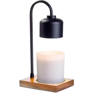 Candle Warmers Etc. Black & Wood Arched Lamp for Top-Down Warming & Flame-Free Fragrance
