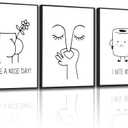 3pcs Funny Bathroom Wall Art Black and White Toilet Posters Prints Humorous Artwork Pictures Bad Smell Toilet Papers Roll Canvas Wall Decor for Minimalist Bathroom Toilet Decor 12×16 Inch Unframed