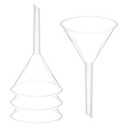 PATIKIL 3 Inch Clear Plastic Funnel, 4 Pcs Wide Mouth Multipurpose Transfer Funnel with Long Spout for Filling Water Bottle Liquid Lab Spices Powder Oil