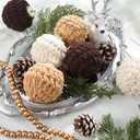 Soulchen 6 Pcs 3.15 Inch Crochet Christmas Balls Ornaments Christmas Knitted Ornaments Neutral Decoration Boho Handmade Crochet Decoration for Xmas Tree Rustic Farmhouse Decor(Brown,Beige,White)
